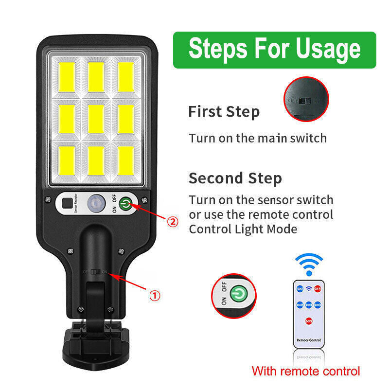 6000W LED Solar Wall Lights PIR Motion Sensor Outdoor Garden Street Fence Light