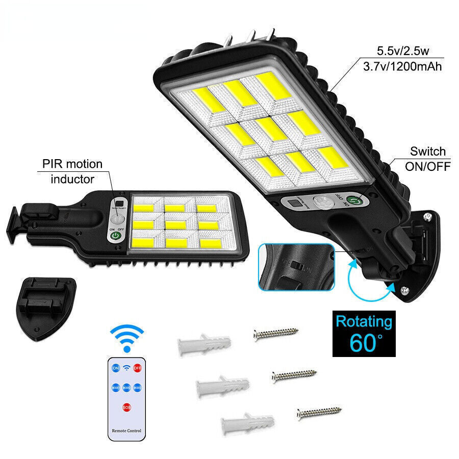 6000W LED Solar Wall Lights PIR Motion Sensor Outdoor Garden Street Fence Light