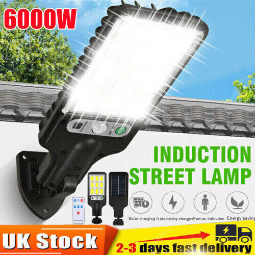 6000W LED Solar Wall Lights PIR Motion Sensor Outdoor Garden Street Fence Light